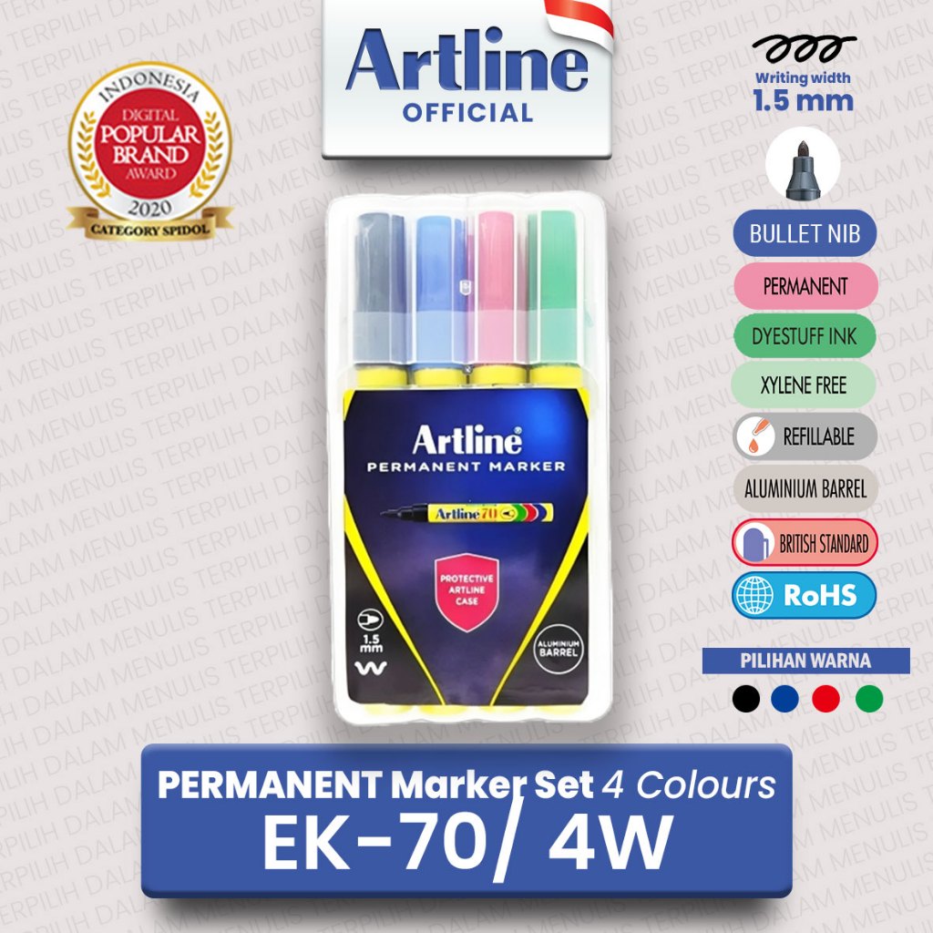 

ARTLINE Spidol Permanent Marker Set 4 Colours EK-70/4PAU