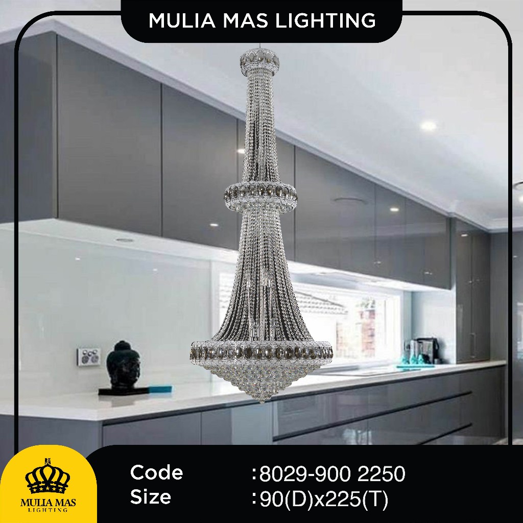 Lampu Gantung Model Crystal Waterfall Susun Hias Ruang Tamu 8029