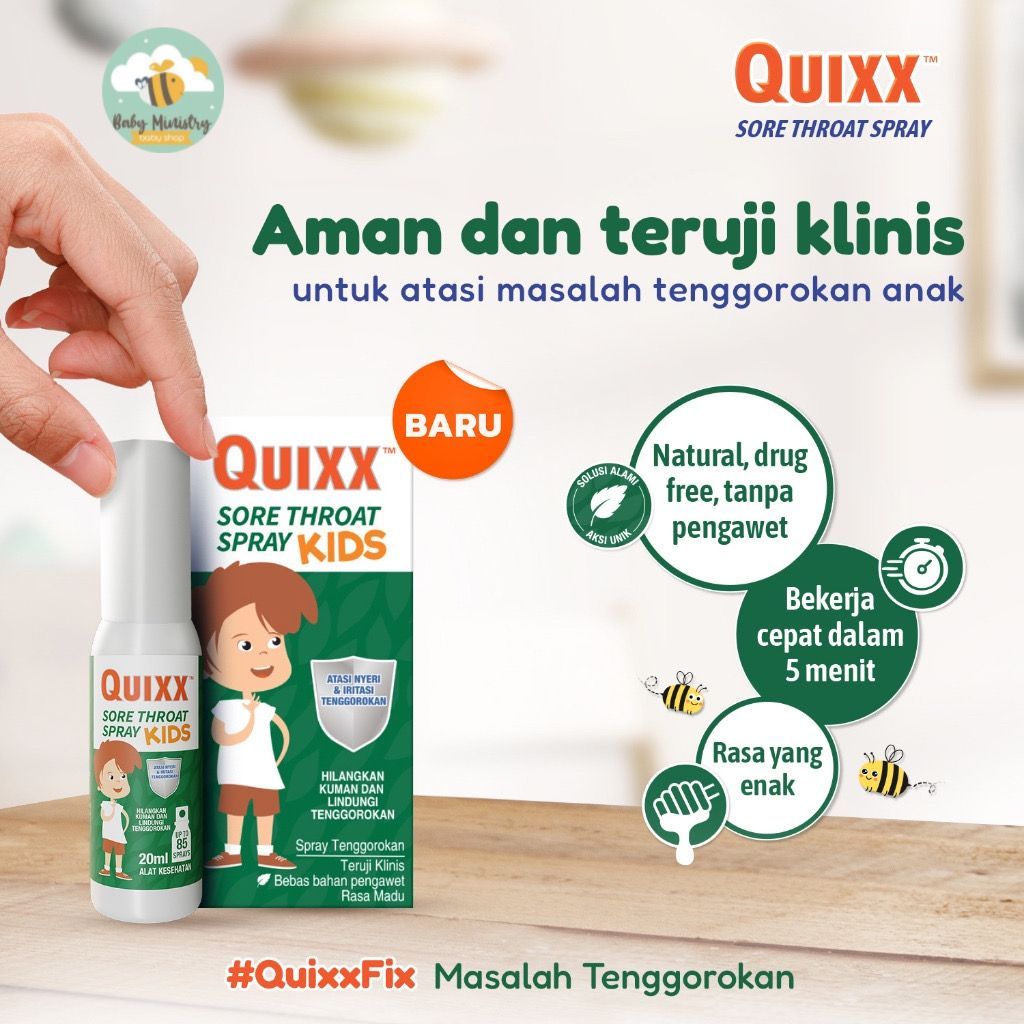 Quixx Sore Throat Spray Kids 20ml nyeri tenggorokan / Quixx Sore Throat Spray dewasa / sakit tenggor