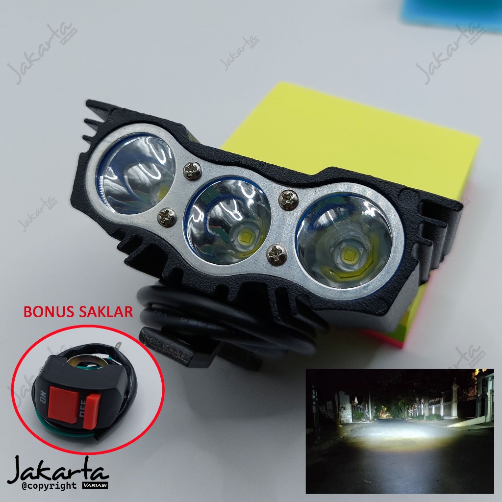 Lampu Tembak LED Motor / Lampu Tembak Sorot Owl LED 3 Mata Universal