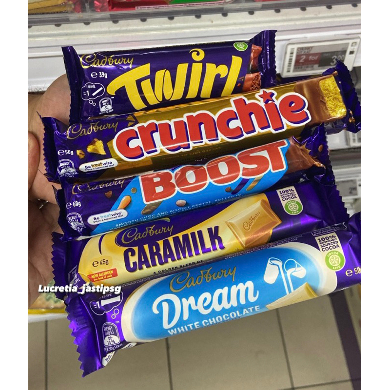 

Cadbury Caramilk - Cadbury Boost - Cadbury Twirl - Cadbury Dream - Cadbury Crunchie