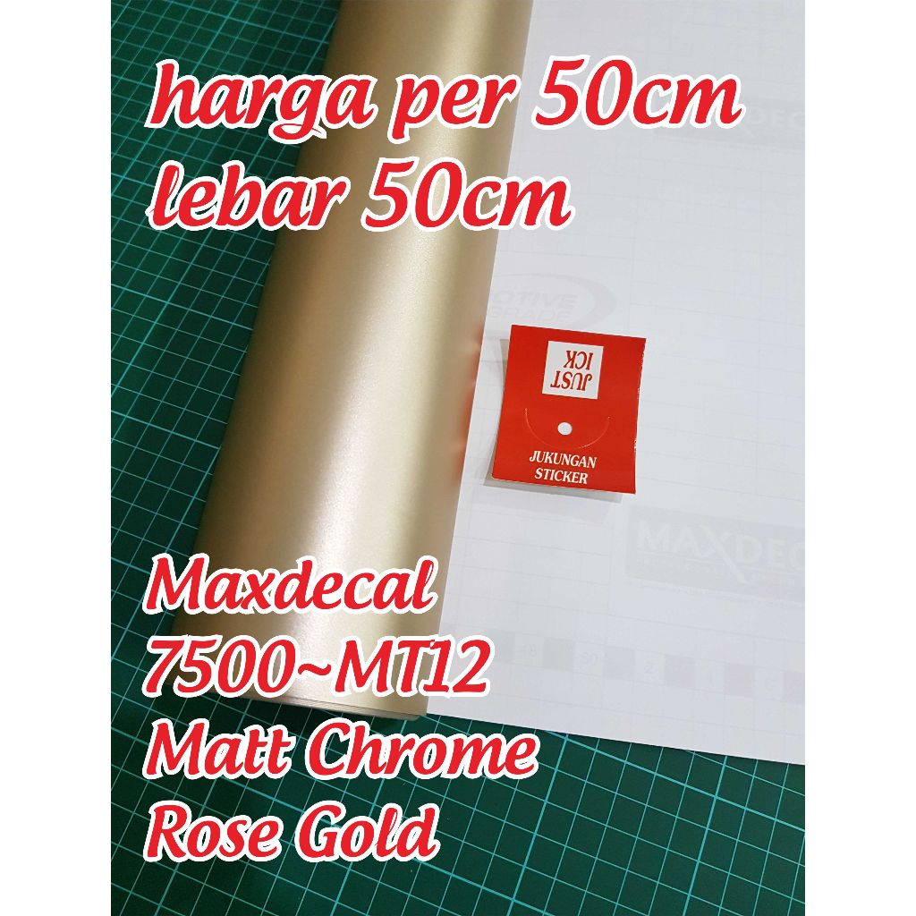 Stiker Max decal Krom Doff - Sticker Vinyl Maxdecal Matt Chrome Rose Gold - per 50cm lebar 50cm