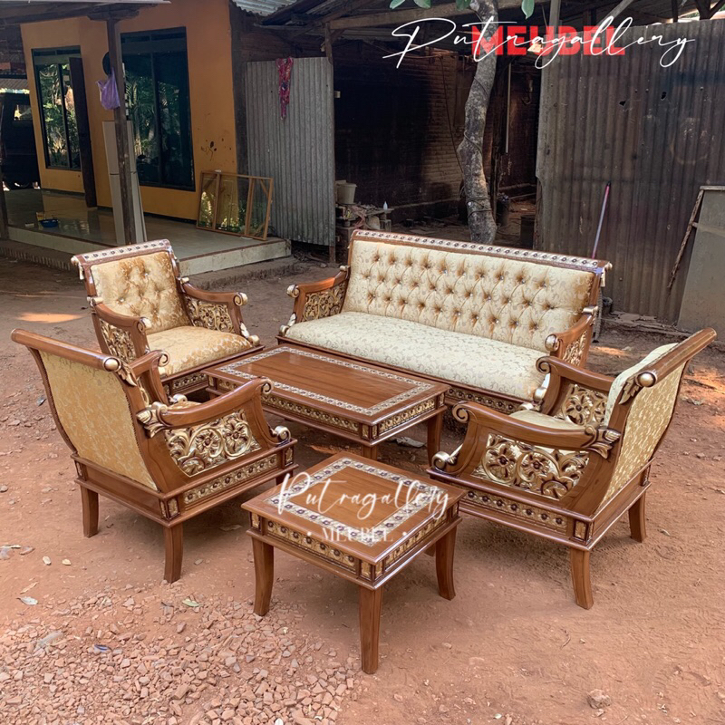 Kursi Sofa Tamu Aladin Ukir Full Kayu Jati Jepara