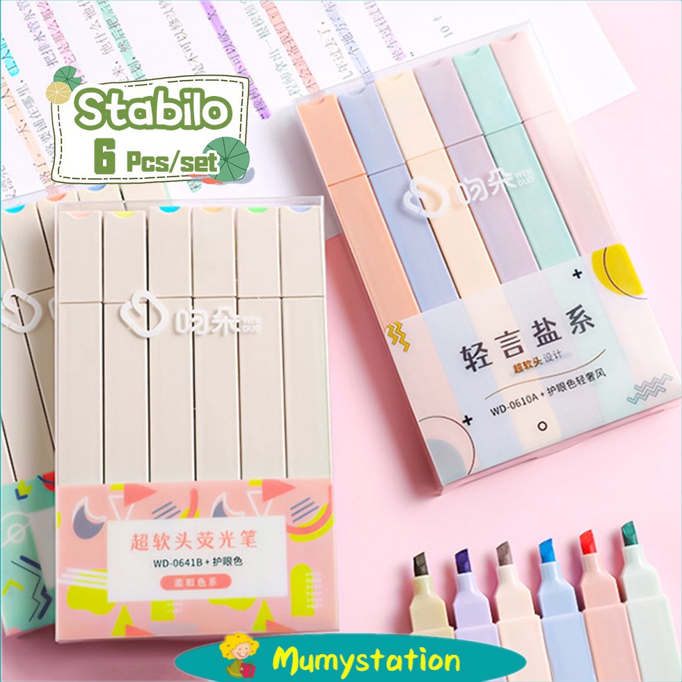 

3l Baru Mumystation 6pcs Stabilo/Highlighter Pastel 6 Warna/Stabilo Ujung Tunggal [282]