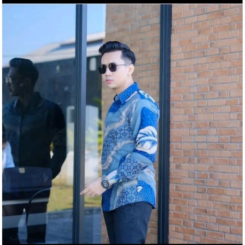 Kemeja Batik Biru Langit Kemeja Batik Lapis Furing
