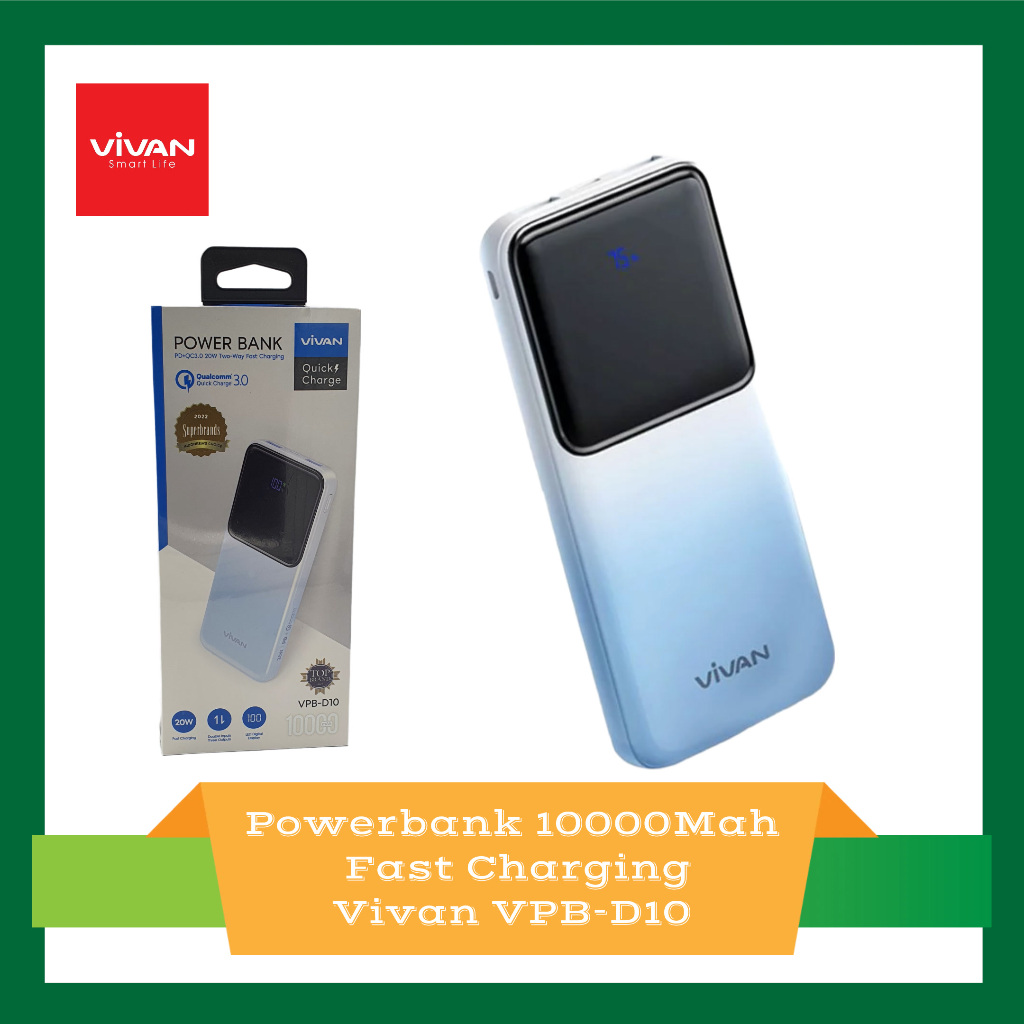 Powerbank 10000Mah 20W Quick Charge Vivan VPB-X10