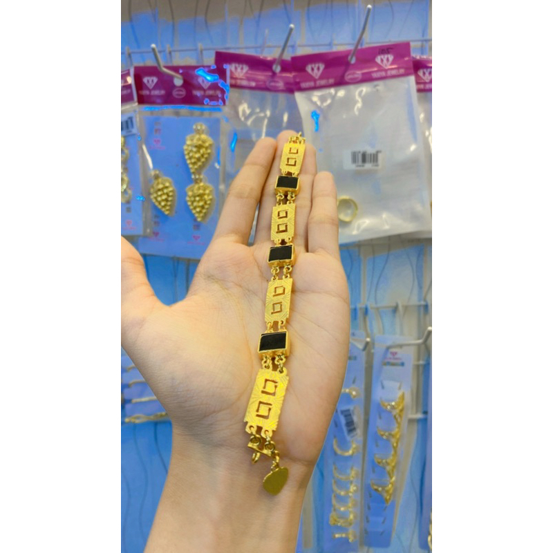 Gelang L batu hitam lapis emas sepuh