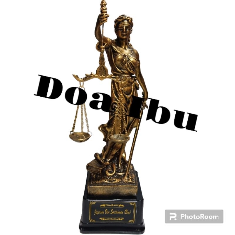

patung dewi keadilan warna gold/emas pake dudukan+custom nama