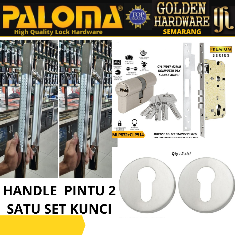 Handle Tarikan Gagang Pintu Set Komplit Paloma Pintu Dua stainless sus304