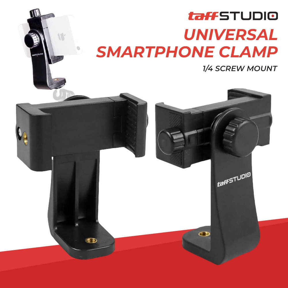 TaffSTUDIO Universal Smartphone Clamp 1/4 Screw Mount - C4 - Black