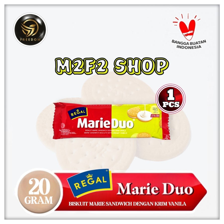 

Biskuit Regal Marie Duo Mini Sandwich Sachet - 20 gr (Kemasan Satuan)