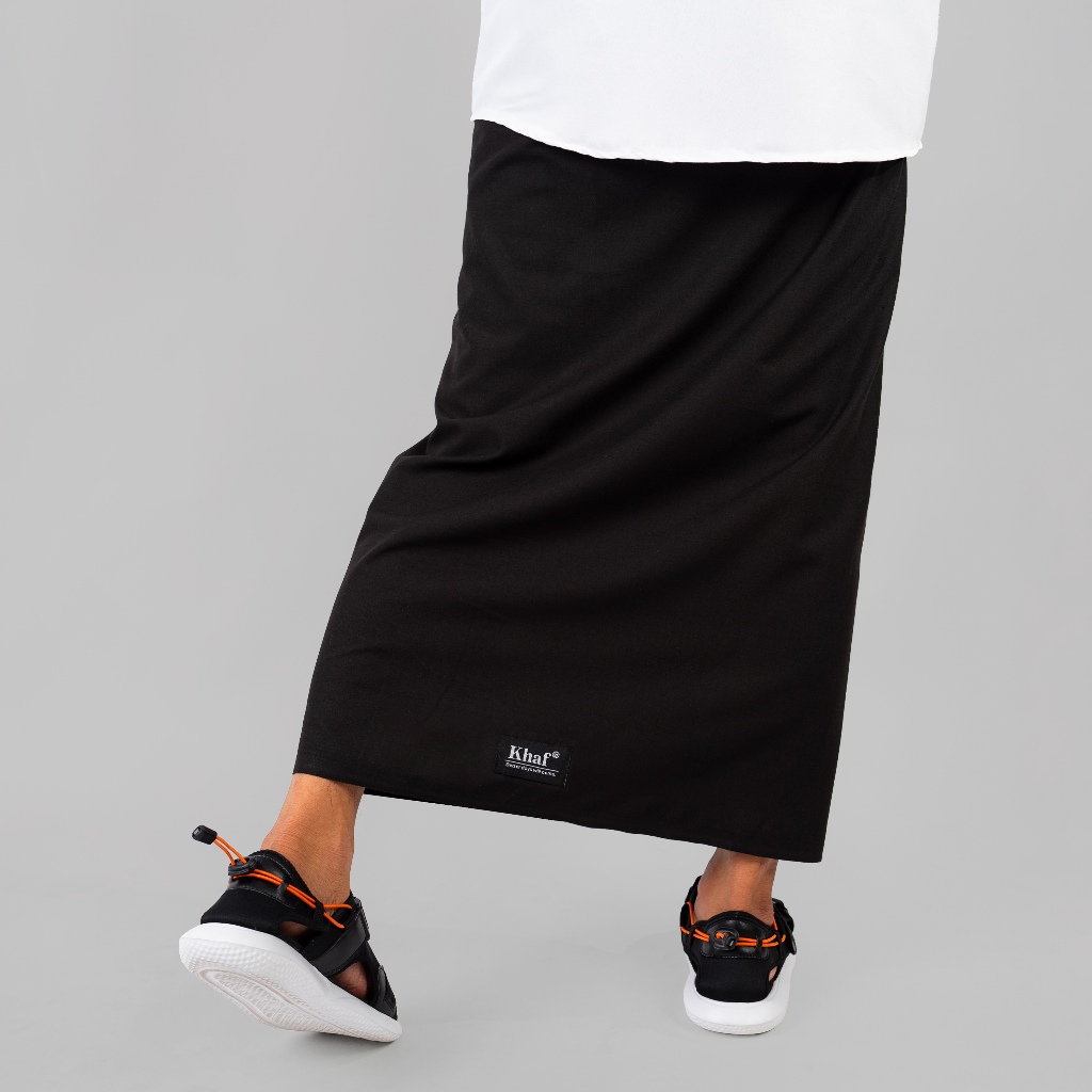Khaf97 Sarung Pria Wanita Dewasa / Sarung Sholat Warna Hitam Polos Bahan Katun Adem
