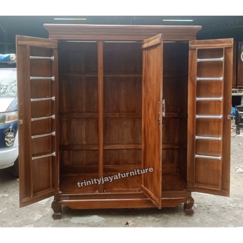 Lemari Pakaian Gamis Hijab 3 Pintu Kayu Jati/trinityjayafurniture l