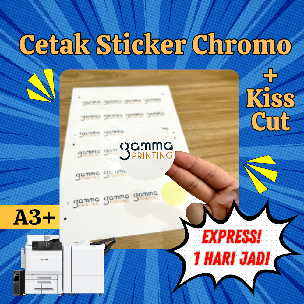 

Cetak Stiker A3+ Chromo Cutting / Sticker Label Kemasan Cutting