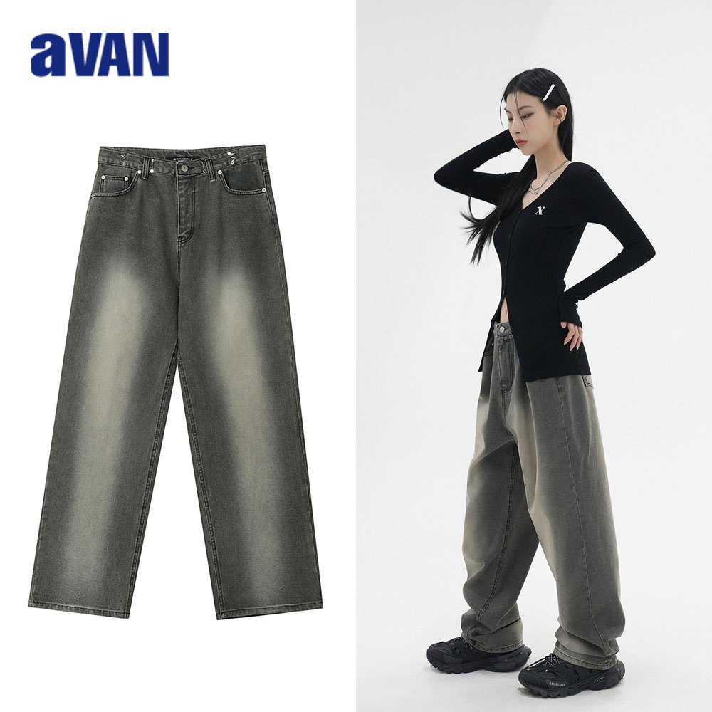 Celana Denim Lebar dengan Pengait [AVANDRESS]