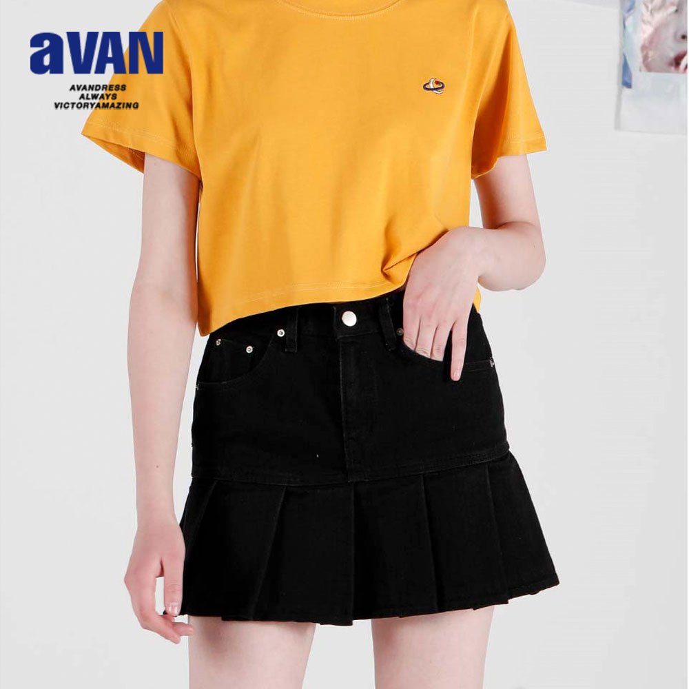 Rok Denim Lipit Hitam [AVANDRESS]