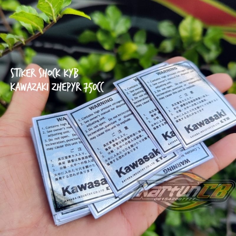 Stiker shock kawazaki Zephyr 550 750 stiker KYB warna tulisan KYB silver persis originalnya