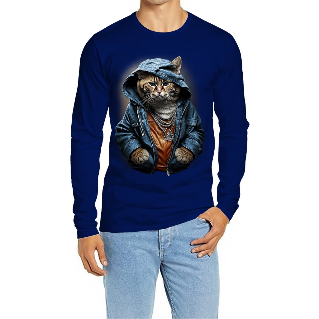 ALPHA - KAOS LENGAN PANJANG JUMBO GAMBAR KUCING JAKET METAL