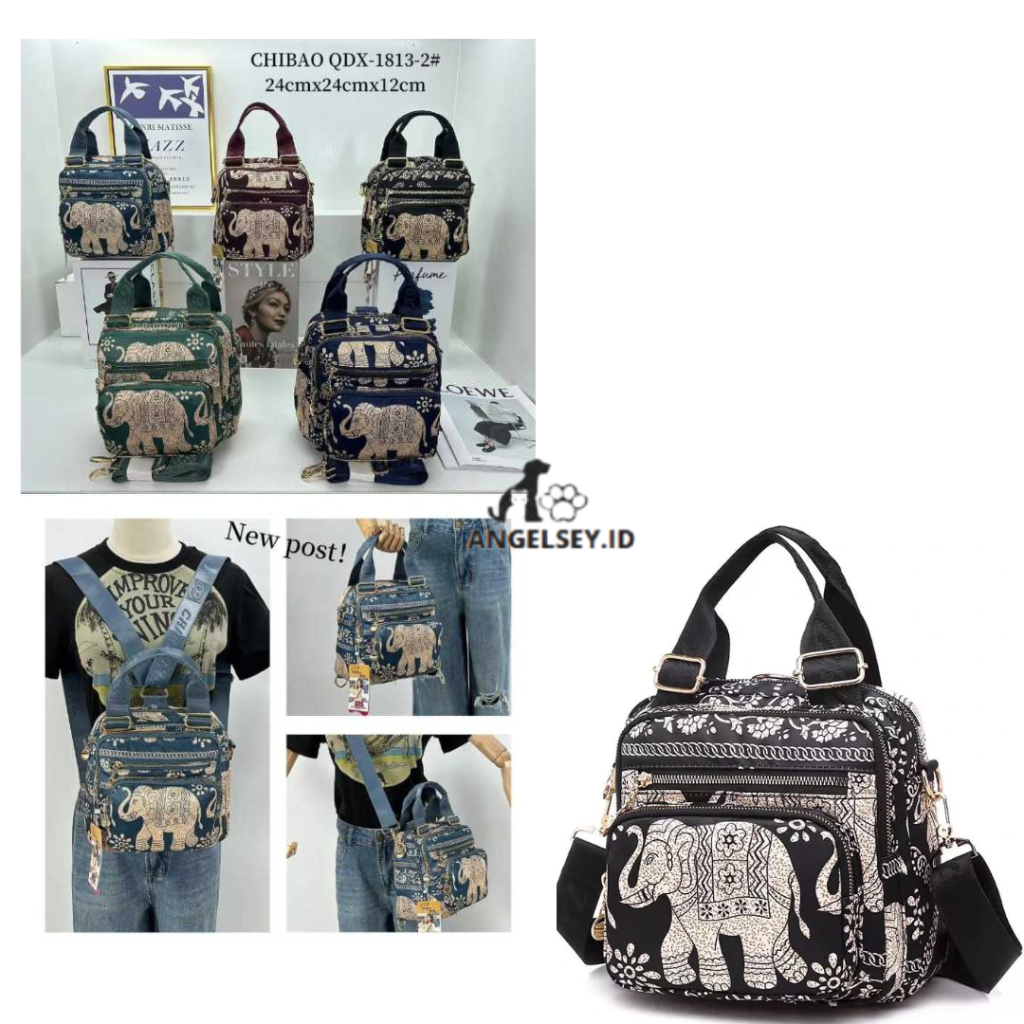 Tas Selempang Wanita 3 Fungsi Chibao ORI 1813-2 Motif Gajah