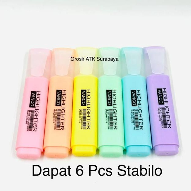 

[☼P78@] ( Dapat 6 Pcs ) Stabilo Highlighter Set Vanco Warna Pastel HL-515 Just Now