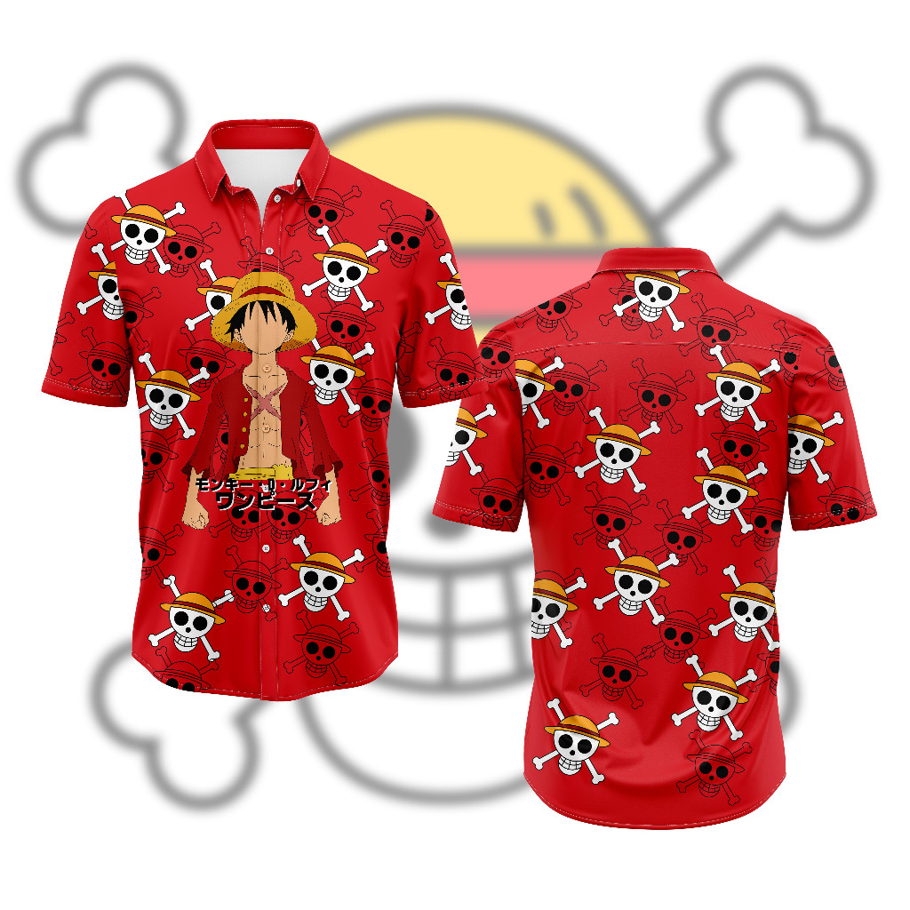 Kemeja Anime Onepiece Monkey D Luffy Red Blood