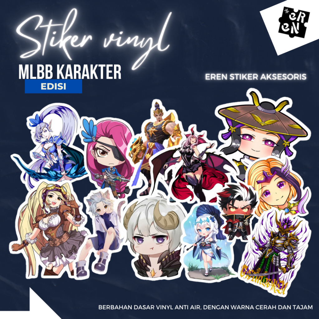 

STIKER ANTI AIR KARAKTER game mobile legendISI 100 PCS PREMIUM