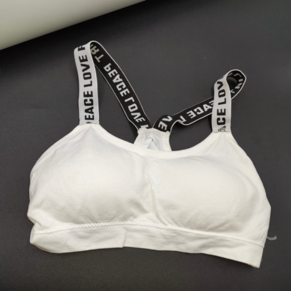 Unik Baju Dalam Wanita Munafie Sport Bra BH Tanpa kawat celana korset - love putih Berkualitas