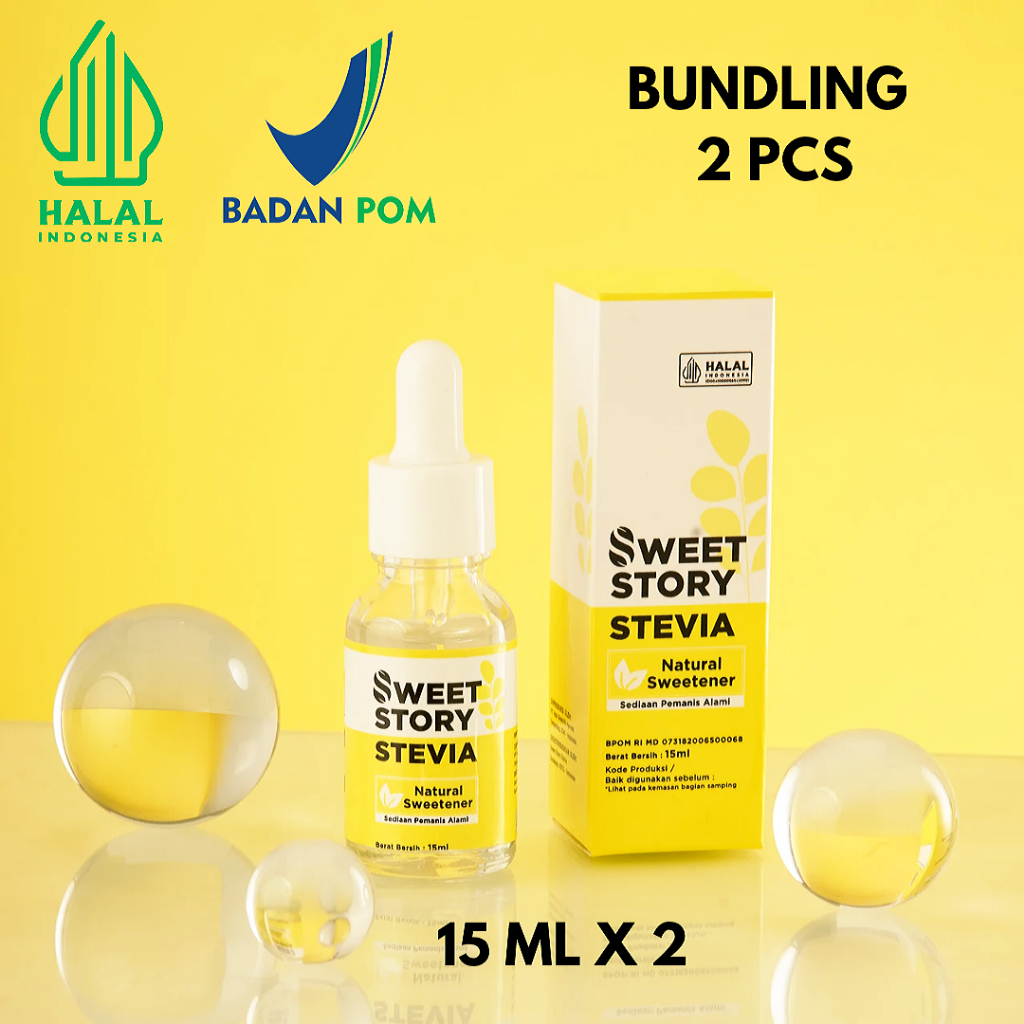 

Sweet Story Stevia Cair 15 ml x 2 [ Bundling 2 Pcs ] Pemanis Alami Pengganti Gula 0 Kalori 0 Gula