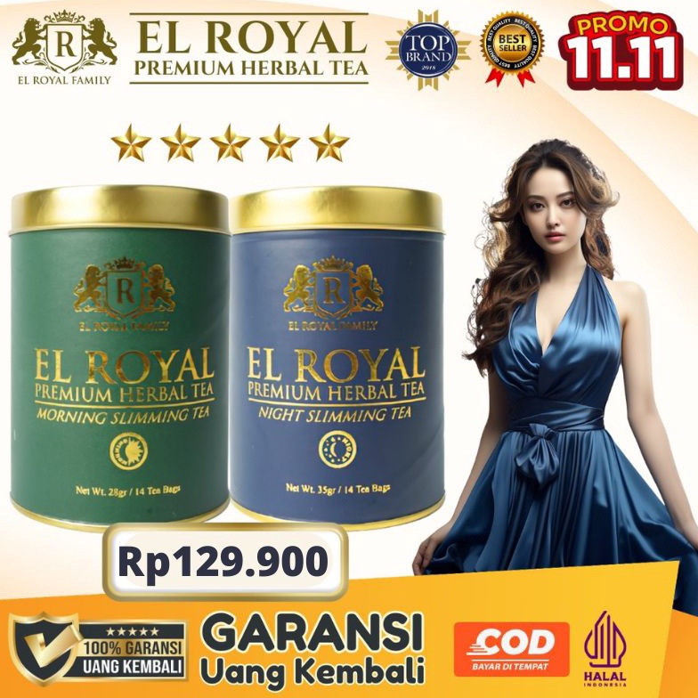 

[☪P16$] El Royal Premium Tea / Teh Pelangsing Siang & Malam (1 paket) - BPOM 100% ORIGINAL With Discount