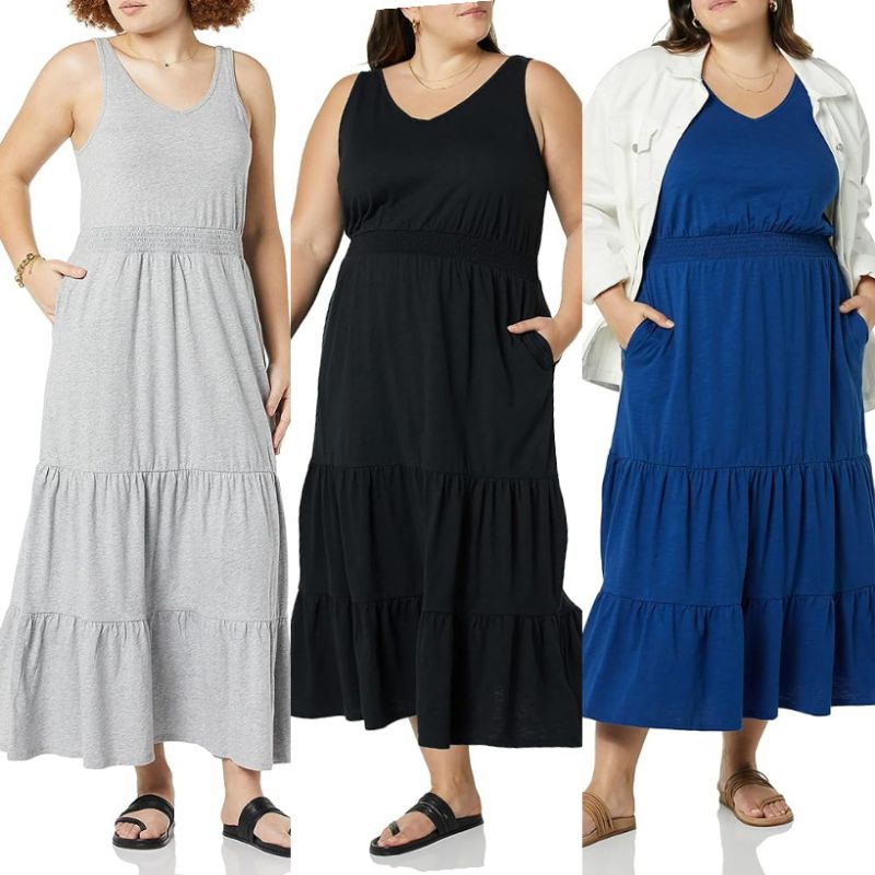 Amazon Essentials Women's Sleeveless Tiered Maxi Dress / DRESS JUMBO/ BIGSIZE