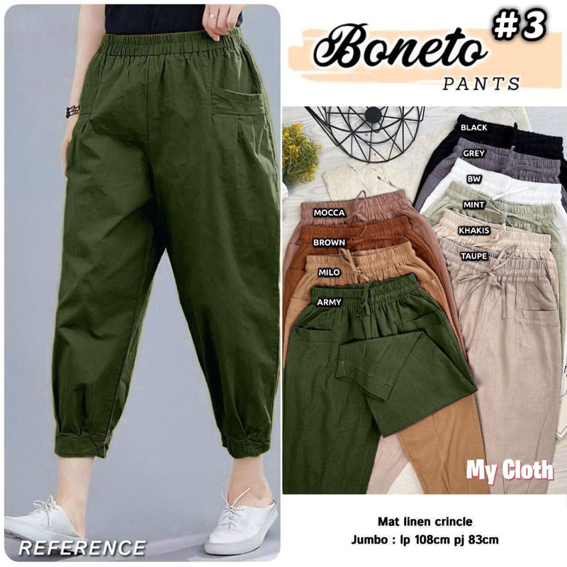 PBS . Boneto Pants Bahan Linen Crincle . My Cloth