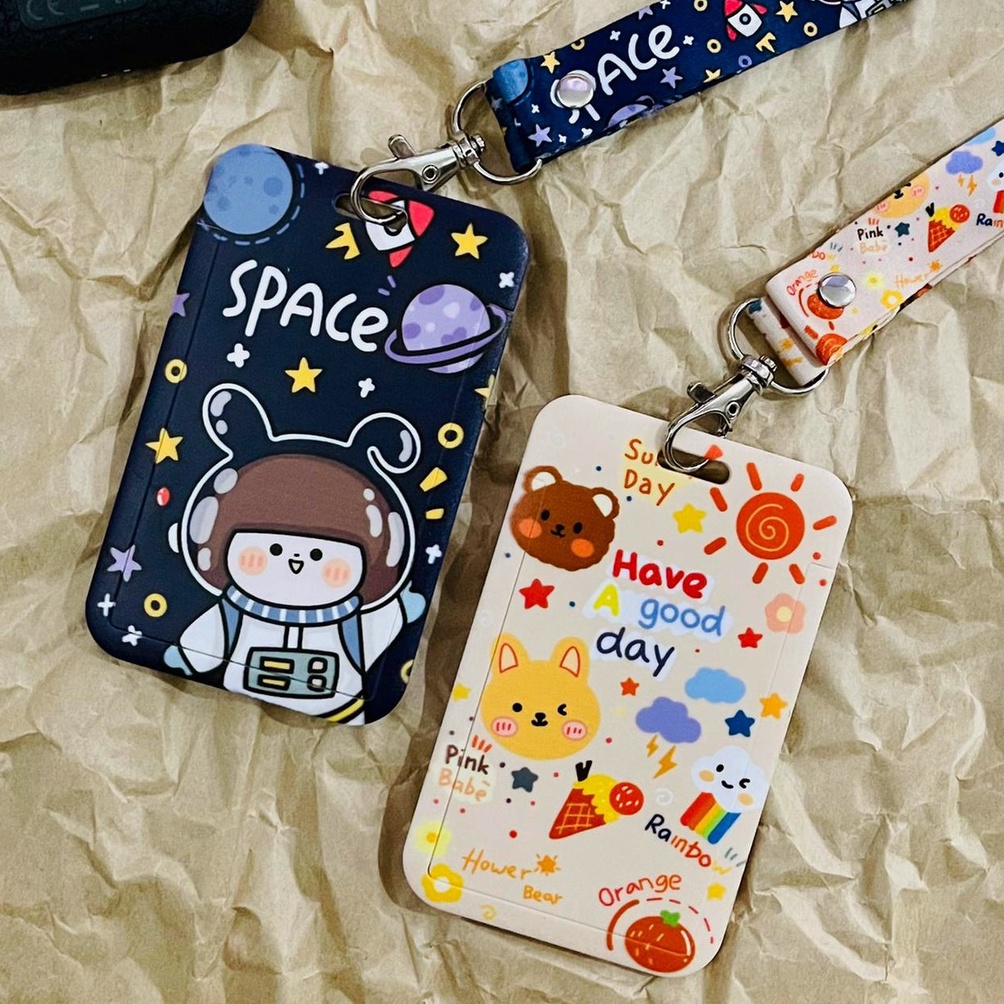 

[✼G12\] ID CARD HOLDER MOTIF KAWAII ASTRONOUT TEMPAT KARTU BEBEK BUNGA Promo Termurah