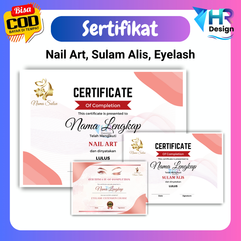 

Cetak Sertifikat Sulam Alis, Nail Art dan Eyelash Sertifikat Kursus Kecantikan