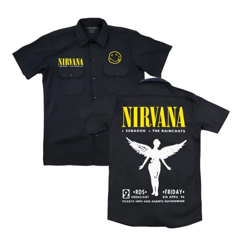 HEM KEMEJA WORKSHIRT NIRVANA BAND METAL PUNK