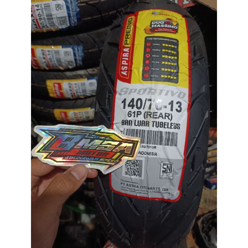 Ban Belakang Aspira Premio Sportivo Tubeless 140/70-13Yamaha Nmax
