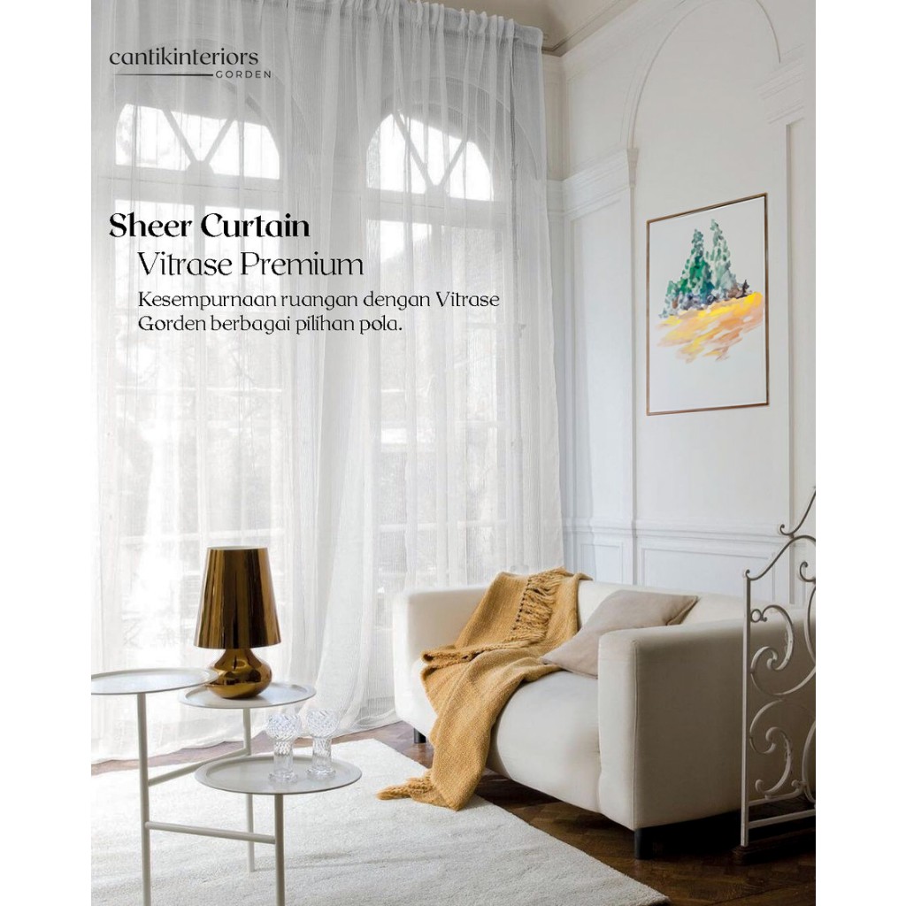Gorden Vitrase puring vitrage Jendela Motif Polos premium Custom Ukuran lebar tinggi