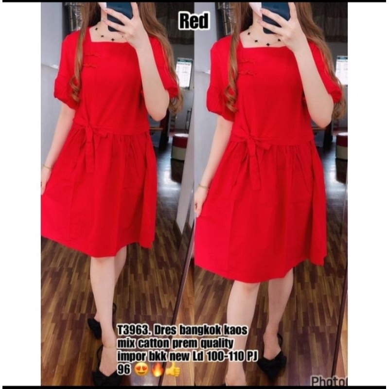T3963 dres bangkok kaos mix katun