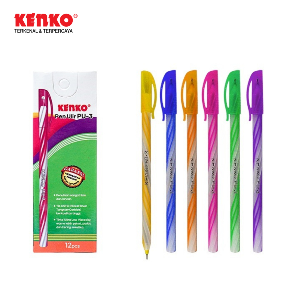 

1 LSN / 12 Pcs Ball Point Pen Pulpen Ulir Kenko PU-3