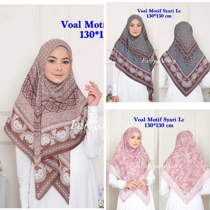 MODEL HWE796 Hijab Motif Syari Terbaru Segiempat motif syari Lasercut 130x130 Hijab Voal Syari safa hijab motif Seragam