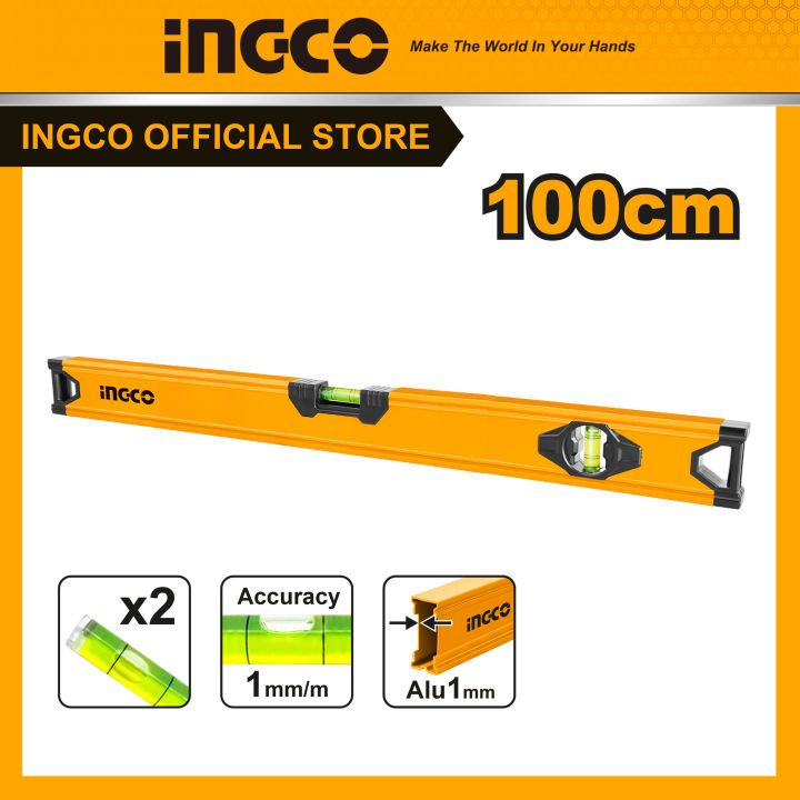 

Waterpass Tukang 100cm Aluminium INGCO HSL58100 Spirit Level Bangunan