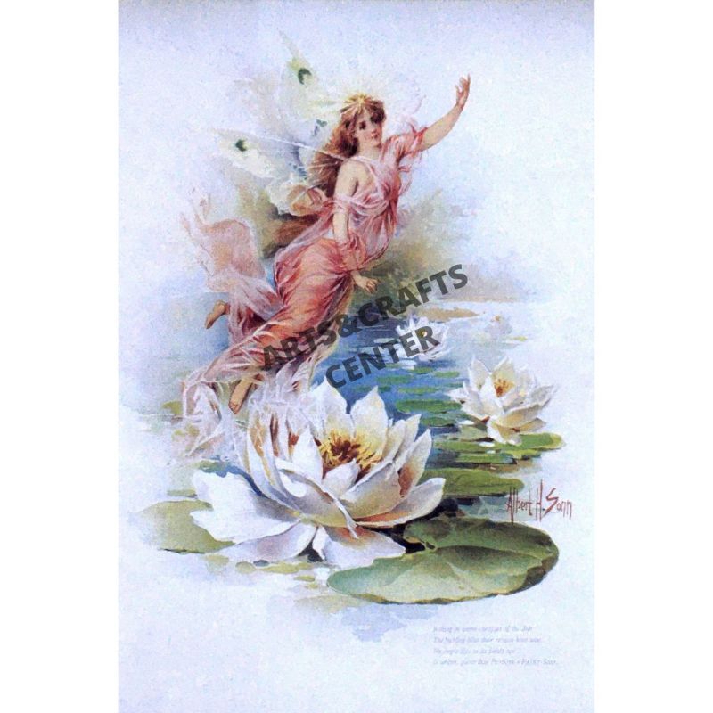 Gambar 3D Papertole Water Lily Fairy / seni kerajinan tangan papertole