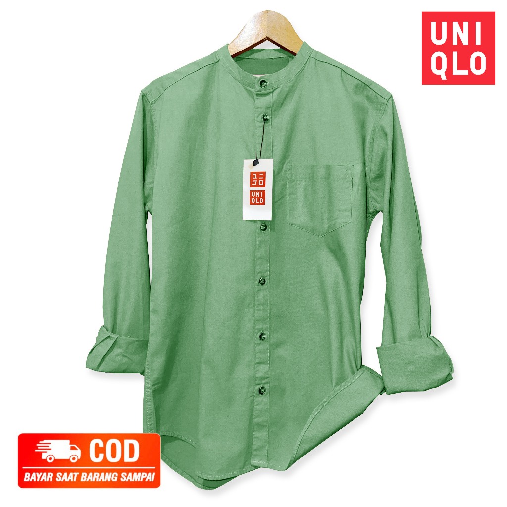 𝐎𝐍𝐄𝐒𝐊𝐘 - Kemeja Koko Abu Polos Pria Terlaris Baju Kemko Panjang Lengan Uniqlo M L XL XXL