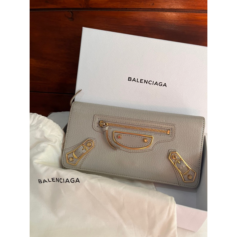Preloved Balenciaga Edge Flap wallet Grey Ghw