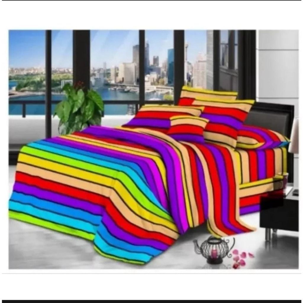 Sprei motif rainbow pelangi 180x200/Seprei homemade katun premium 1set sarung bantal sarung guling/S