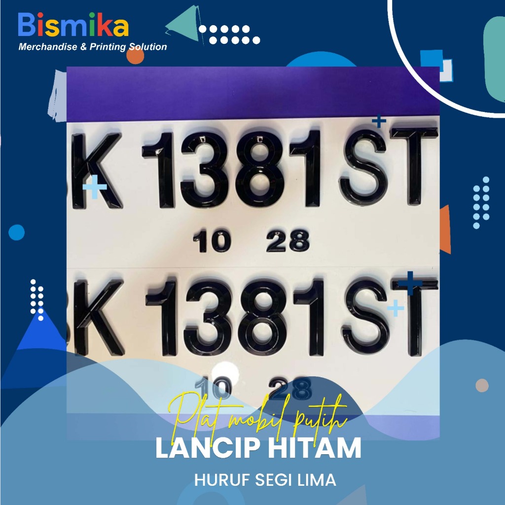 Plat Nomor Mobil Timbul/SET Mewah Hitam - Lancip Hitam