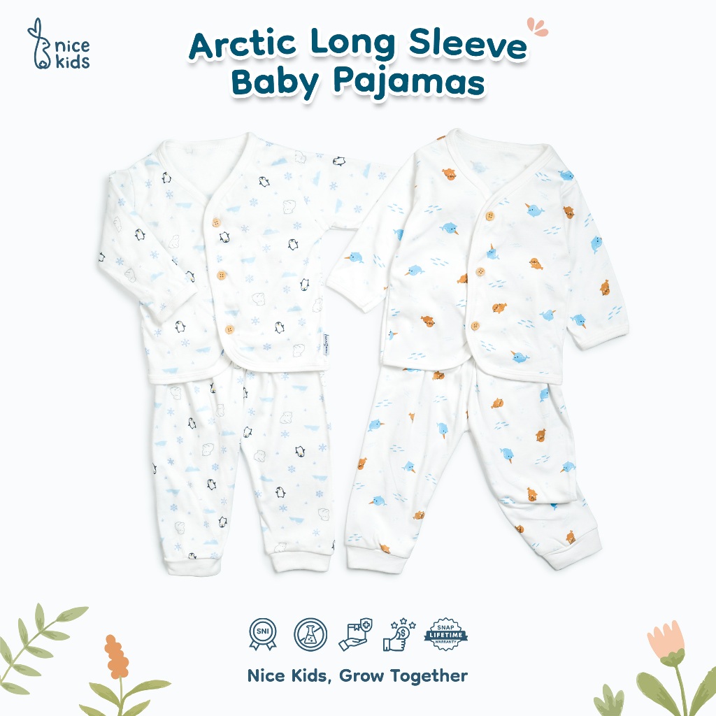 Nice Kids - ARCTIC COLLECTION Long Sleeve Baby Pajamas (Motif Piyama Bayi 0-12 Bulan) Piyama Baju Tidur Anak Bayi Newborn Pattern Motif