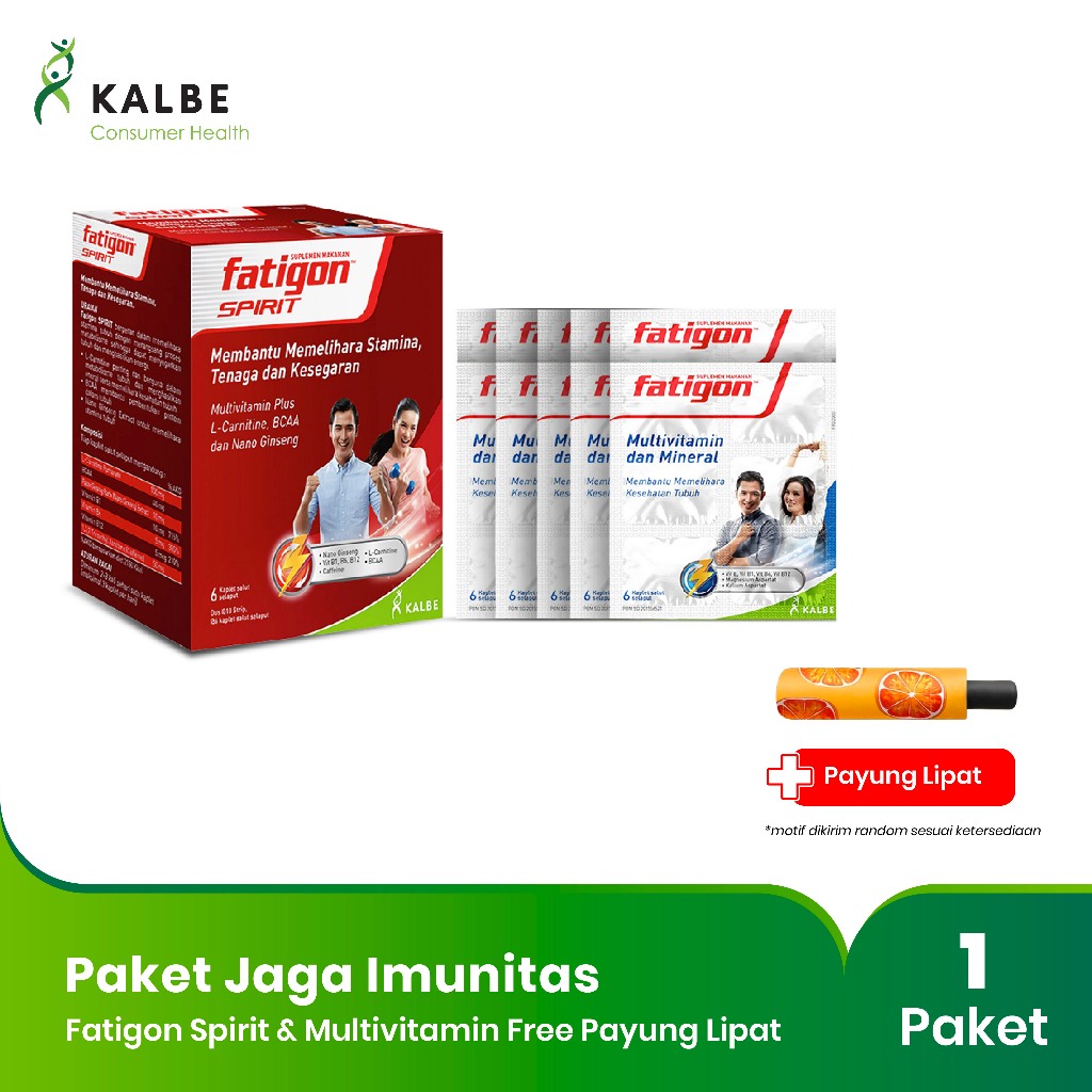 Paket Jaga Imunitas Fatigon Spirit &amp; Multivitamin Free Payung Lipat