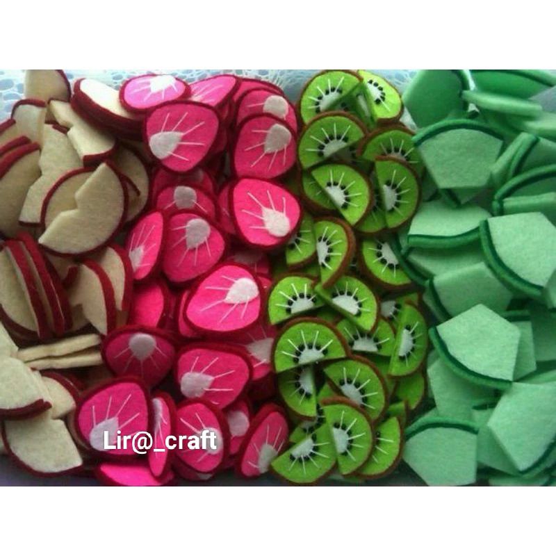 Aplikasi buah flanel versi buah potong hiasan kue flanel / toping kue flanel