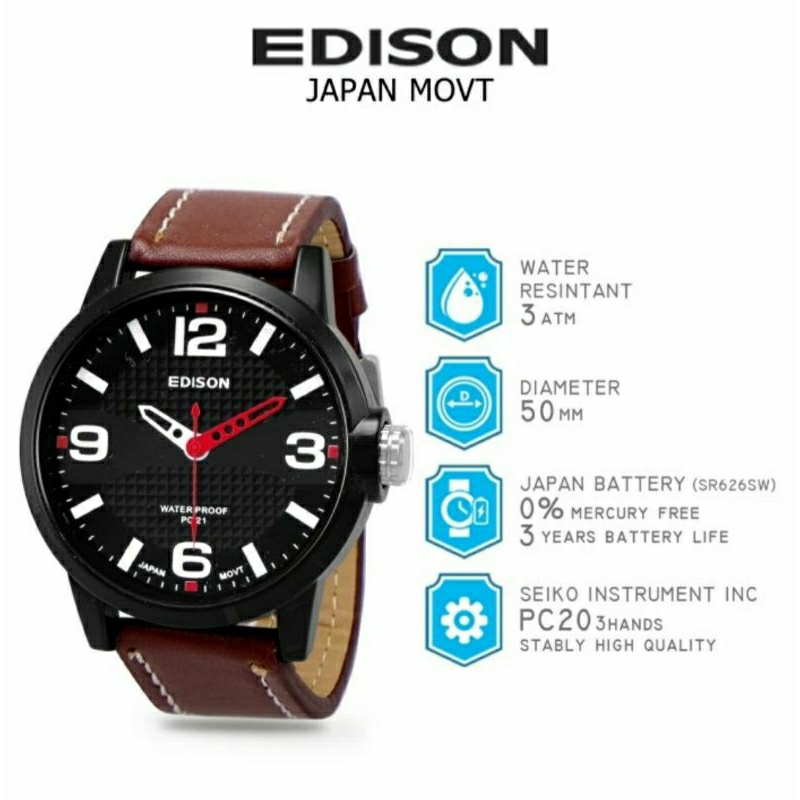 Jam Tangan Edison AR EG 2166 Waterproof Japan Movement