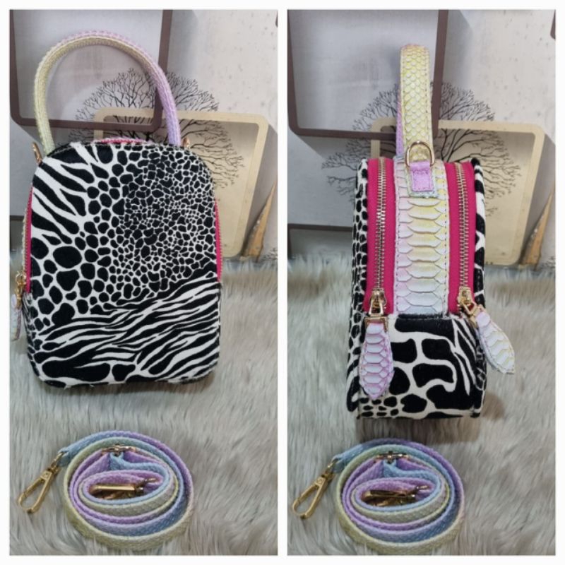 Tas Minisho/Tas Kulit Ular + Sapi/Tas Slempang/Tas Ula